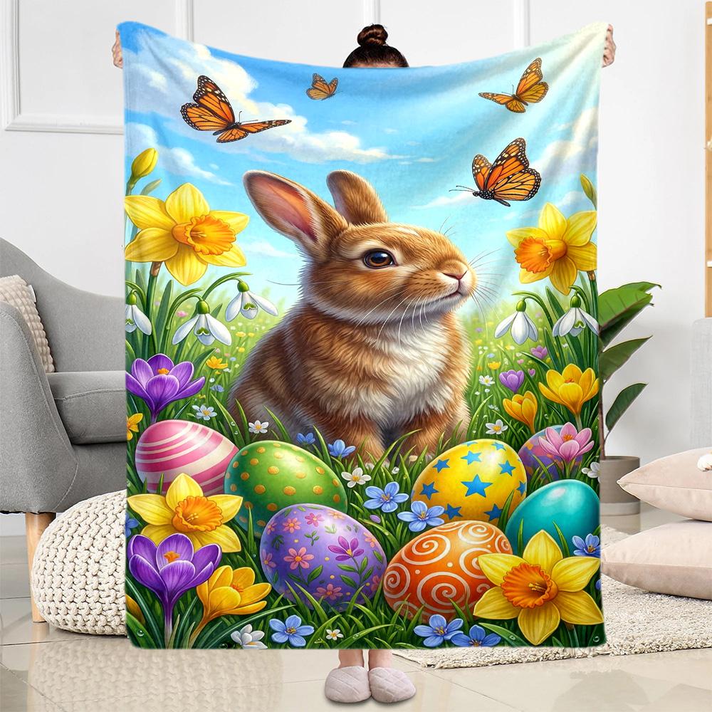 Springtime Bunny Garden Blanket,Suitable for sofas, offices, travel, living rooms, Gifts to relatives and friends, Blanket,Suitable for all seasons.