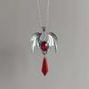 Vintage Gothic Baroque Necklace Red Vampire Vintage Bat Pendant for Men and Women