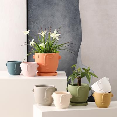 Creative Abstract Face Head Ceramic Flower Pot Home Plant Flower Pot Vase Irregular Portrait Flower Pot Crafts Home Decoration
