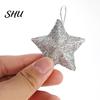 Christmas Hanging Ornament 6Pcs Sparkling 3D Star Shape Pendant with Lanyard Glitter Tree DIY Craft Party Decor