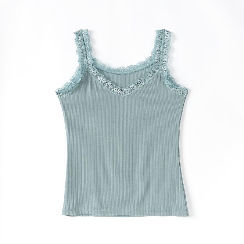 Summer Lace Vest Ribbed Modal Women's Inner Camisole Top Sleeveless High Stretch Oversized for Outerwear