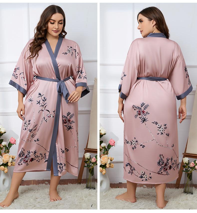 32 farben Frauen Bademantel Fledermaus Ärmel V-ausschnitt Nachthemd Seide Satin Damen Blume Sleepdress Sommer Weibliche Pyjamas