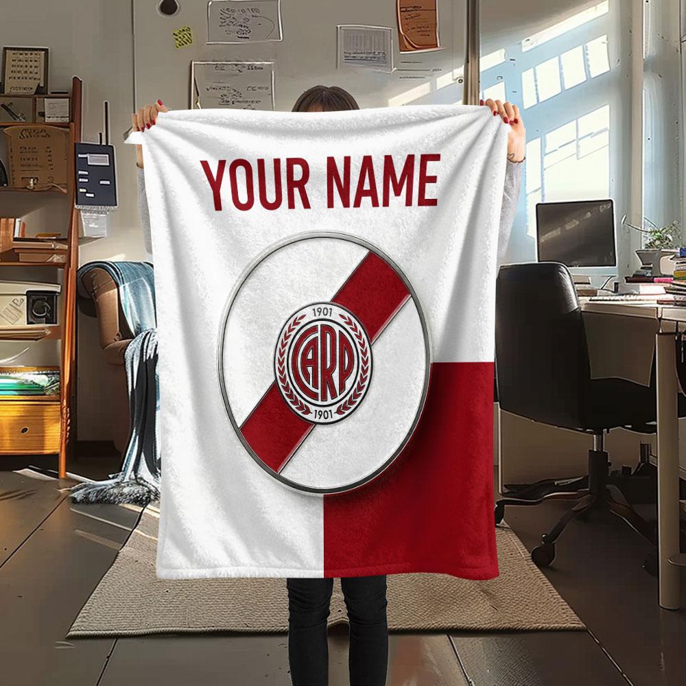 Custom Name,Club Atlético River Plate Printed Flannel Blanket, soft throw for bedroom sofa, washable, Christmas present, great gift.