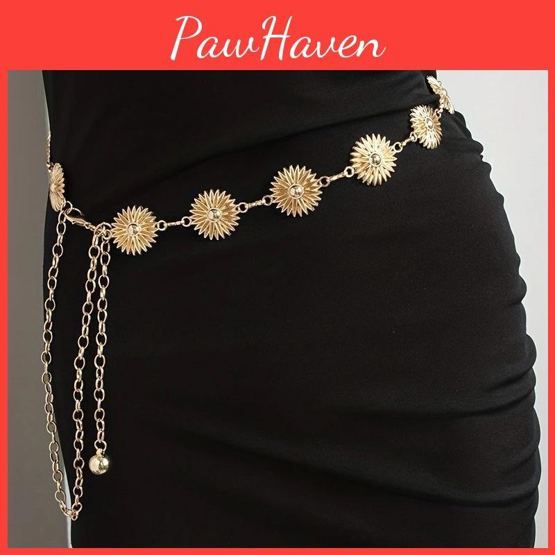 Decorated Metal Daisy Flower Carved Waist Chain Women Fashion Jewelry Waist