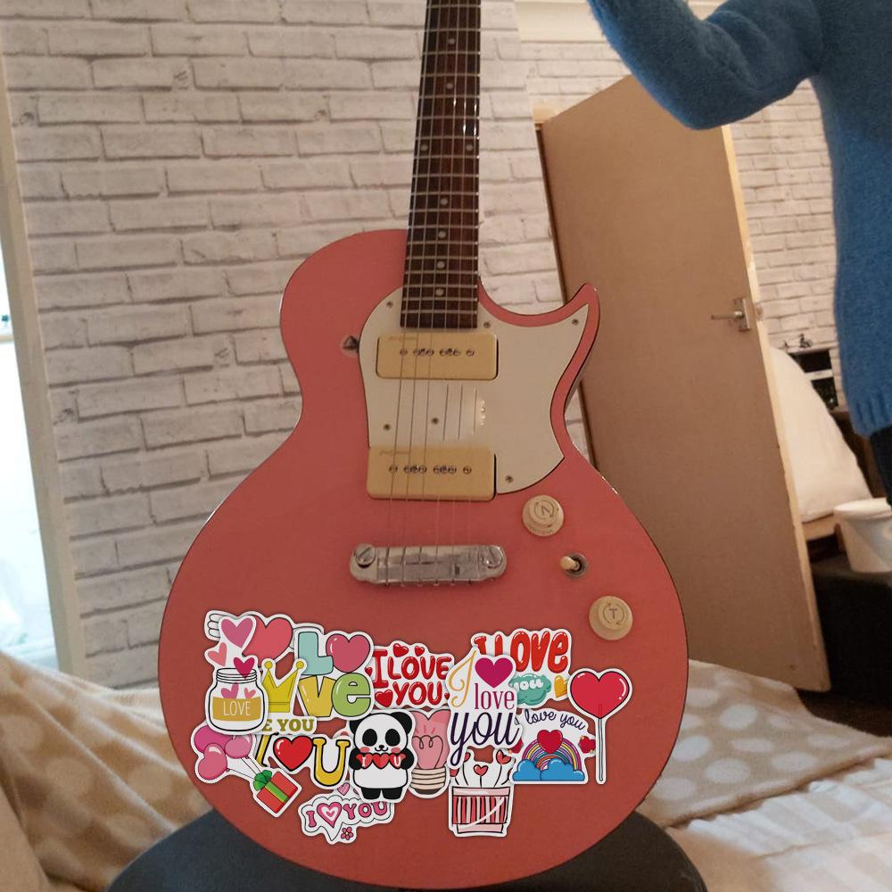 50 Valentine's Day Stickers Pink Love Suitcase Motorcycle Trolley Case Notebook Waterproof Stickers