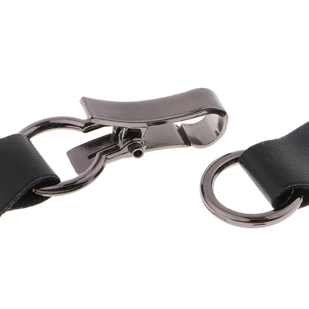 Metal Buckle Hooks Black PU Leather Toggle Buttons Sewing Fasteners for Leather Craft Clothing DIY