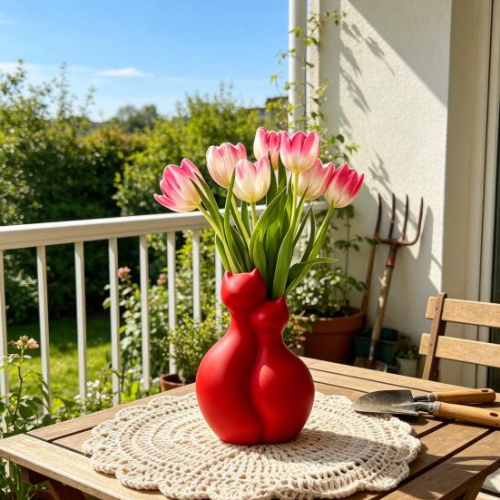 3D-gedruckte Katzenvase, Minimalistische nordische Stil Blumenarrangement Vase, Umarmende Katze Blumenvase, Dekorative Katzenpaar Vase Haus Büro Geschenk