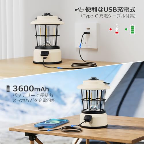 Lepro Lantern, USB Rechargeable, Retro LED Lantern, Stylish Camping Lantern with Antique Style, Perfect for Solo Camping [High Brightness, Switchable