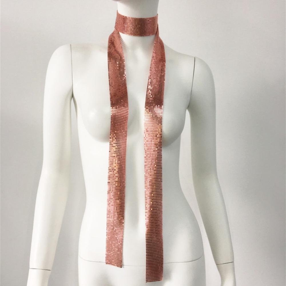 Glittering Sequin Scarf Aesthetic Bling Neckerchief Lightweight Slender Scarf  Party
