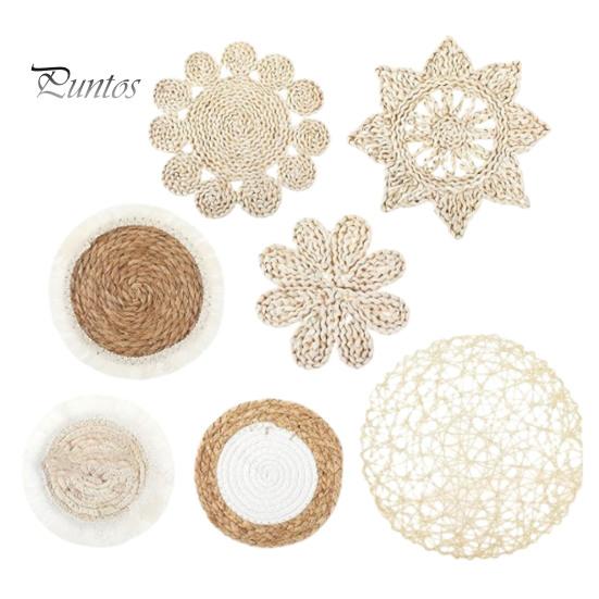 

7 шт./компл., бохо-соломенное плетеное настенное украшение для дома, офиса, гостиной, спальни, настенное искусство, деревенское натуральное плетеное украшение 7pcs