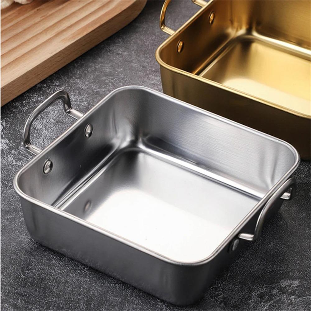 Korean Square Food Serving Trays Stainless Steel Snack Dishes Household Tiramisu Tray  Vegetable