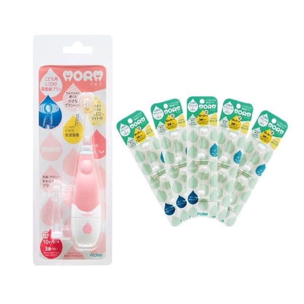

AORA Electric Toothbrush with LED Light for Main Unit Replacement Brush Heads Main Unit 10 Baby Brush Children + (CPink + Heads)