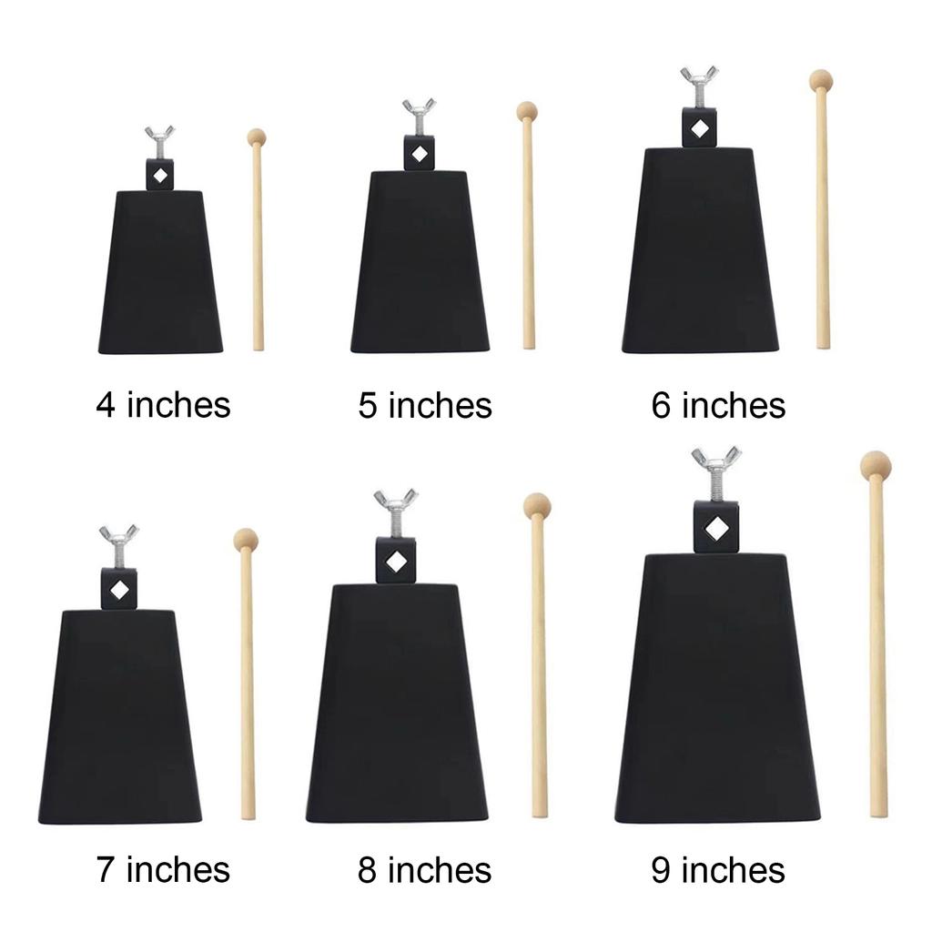 Music Cowbell for Sporting Event, Drum Set, Church, Wedding Hand Percussion Metal Cowbell Large Cowbell Noise Makers