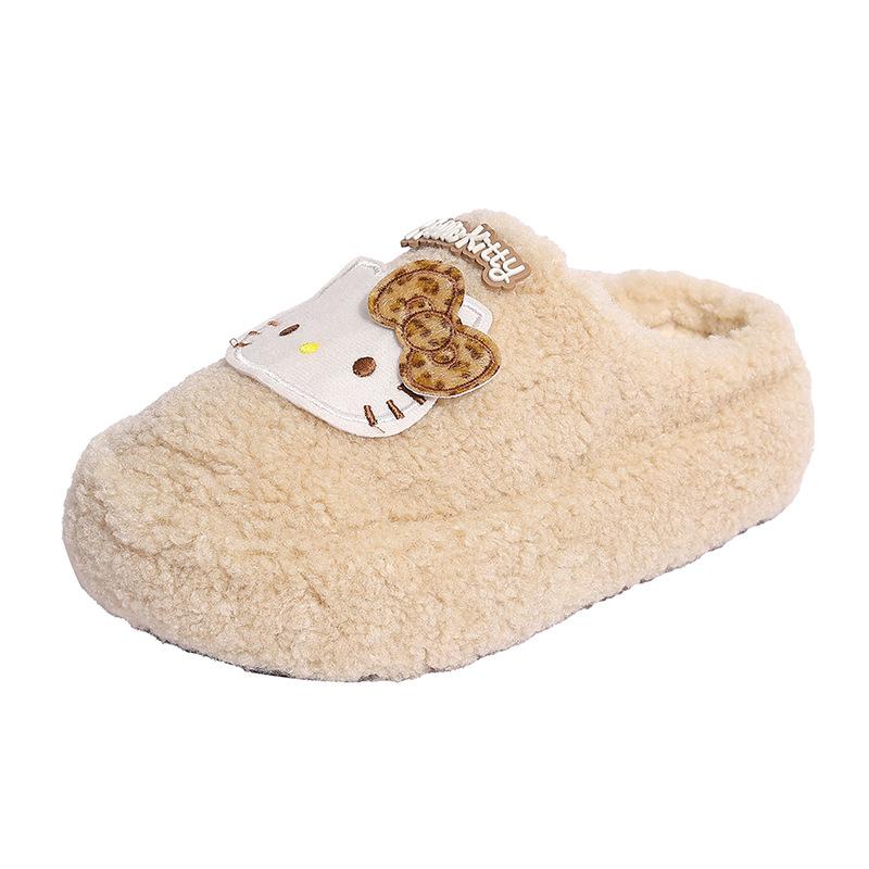 Dessous épais dessin animé doux chaud sac tête coton traîne femmes porter en automne et hiver 2025 nouveau Hello Kitty Mao Mao pantoufles