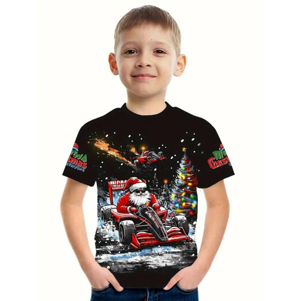 Children's Clothing Santa Claus 3D Print T-Shirts for Boys Short Sleeve Child T-Shirt Christmas Casual Girls Summer Clothes Tops