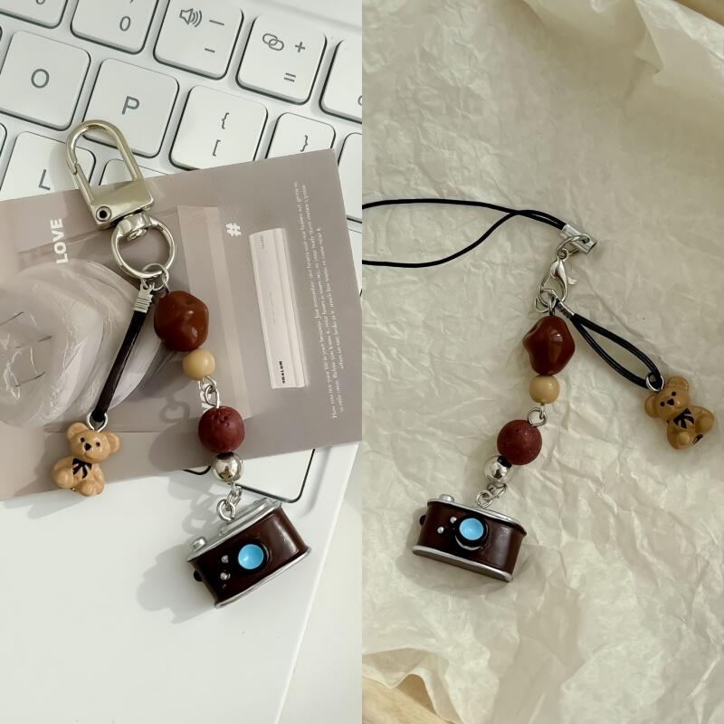 2-type teddy bear camera bead bag hook keychain Teddy bear buckle