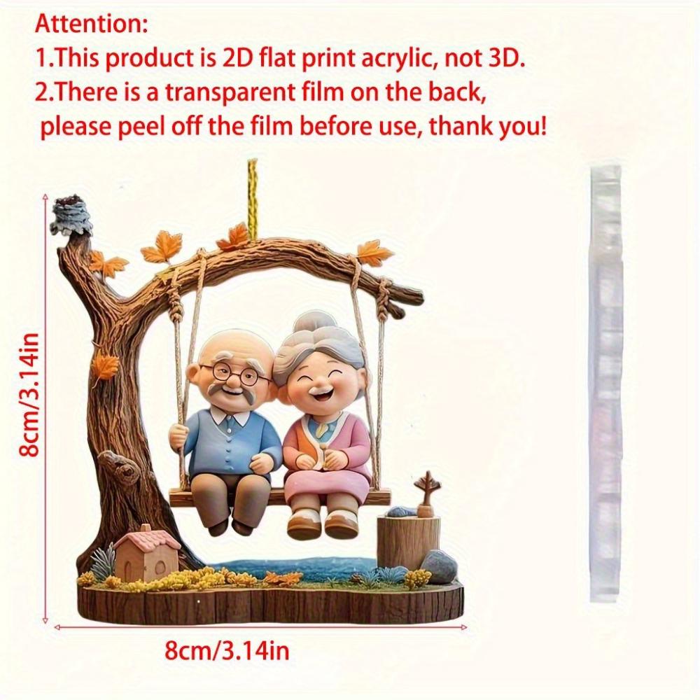 Lovely Grandparents Swing, 2D Flat Acrylic, Decoration, Suitable for Windows, Porch, Living Room, Gifts, Father's Day, Mother's Day