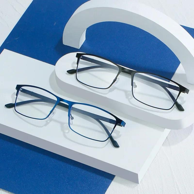 Men Myopia Glasses Anti Blue Light Reading Glasses Full Frame Stainless Steel Business Myopia Glasses with Degree 0 To -6.0