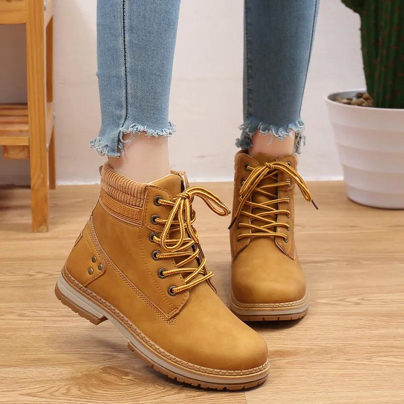 Fashion Platform Boot Winter Warm Snow Boots Ladies Ankle Outdoor Thick Bottom Sneakers Non-slip Lace Up Plus Size 36-42 Shoes for Women