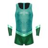 Men Sleeveless Fish Scales Print Bodysuit Sea King Sea God Halloween Cosplay Arm Sleeves Costume
