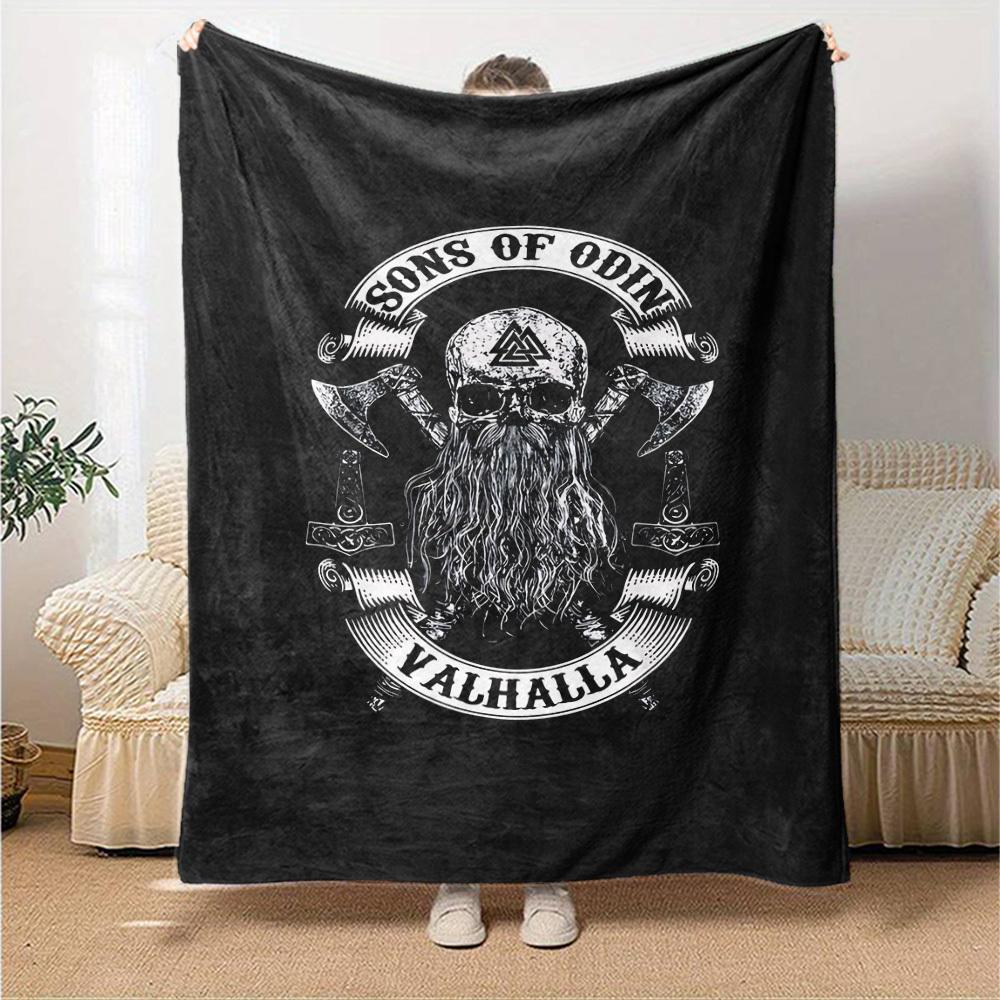 1pc Sons of Odin Valhalla Throw Blanket Soft Flannel, Cozy All Season Polyester Perfect for Home, Office