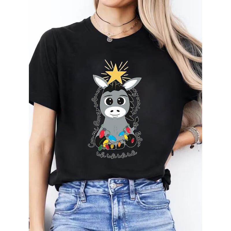 Women s Spanish Alphabet Print T-Shirt - Spanish Letter A-Z Chart (A-Zed) - Casual Short Sleeve Round Neck Top with Spanish Language Learning Aid S чёрный
