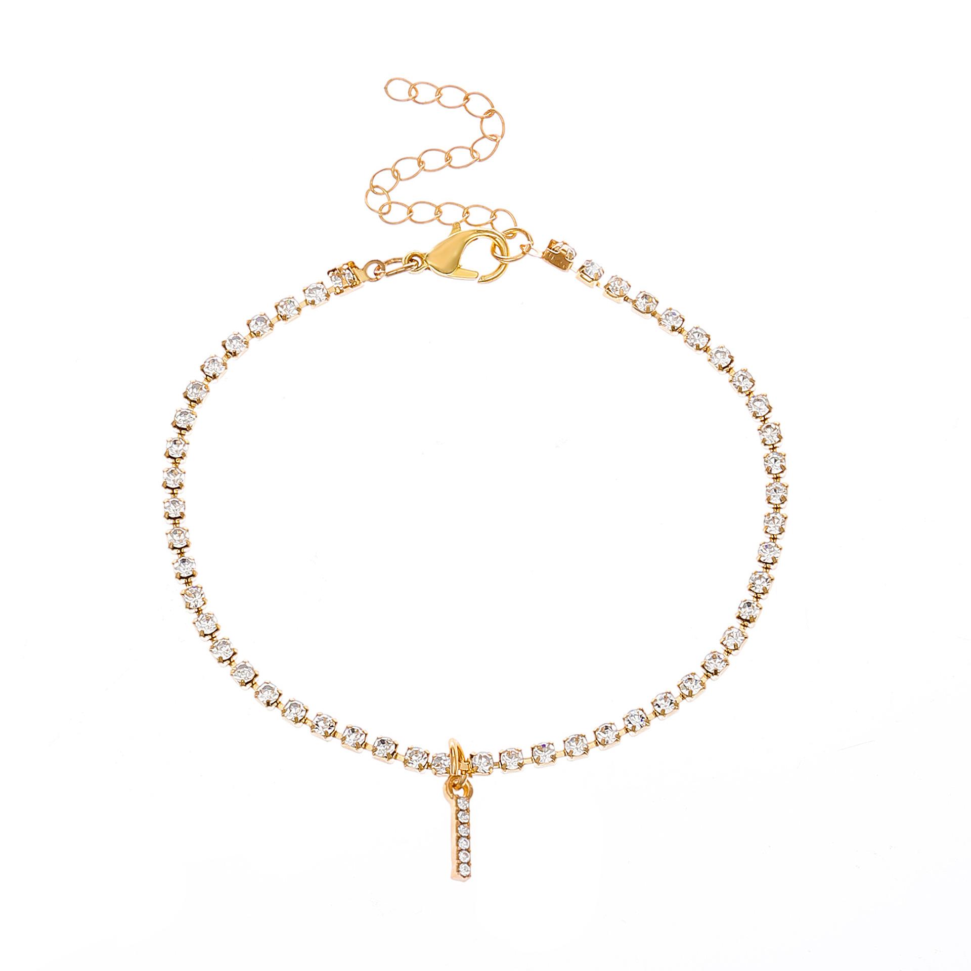 

Хип-хоп креатив 26 английских букв шипованные ножные цепочки пляжные браслеты 1 pcs-I золотой