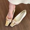 French Style Flat Heel Silk Slip-On Women's Shoes Spring 2025 New Color Block Elegant Gentle Square Head Casual Loafers