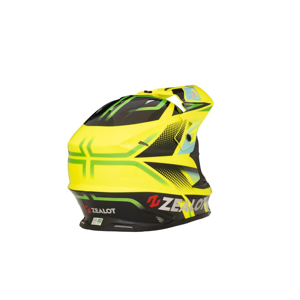 ZEALOT Mud Jumper II Flow Off-Road Helmet, Off-Road Graphics, Yellow/Black/Green, XL, 61-62cm, MJ0014/XL