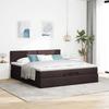 Ottoman Bed with Mattresses & LEDs Dark Brown 200x200 cm Fabric