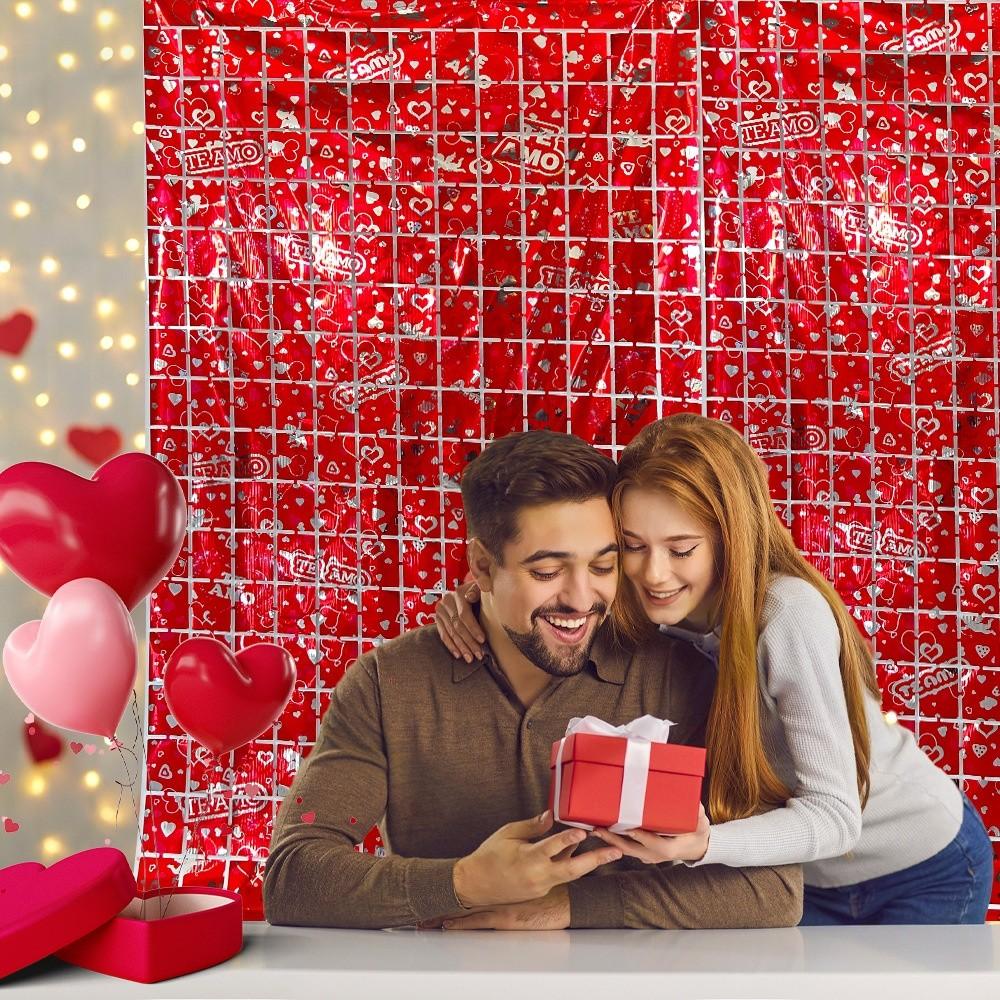 Love Heart Valentine's Day Rain Curtain Bowknot Plastic Valentine's Day Party Backdrop Party Accessory 2M