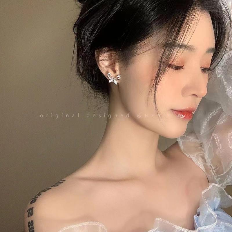 IF ME Colorful Beads Hoop Earrings Artificial Pearls Crystal Bow Butterfly Gold Silver Earings for Women Hypoallergic Accessories Jewelry