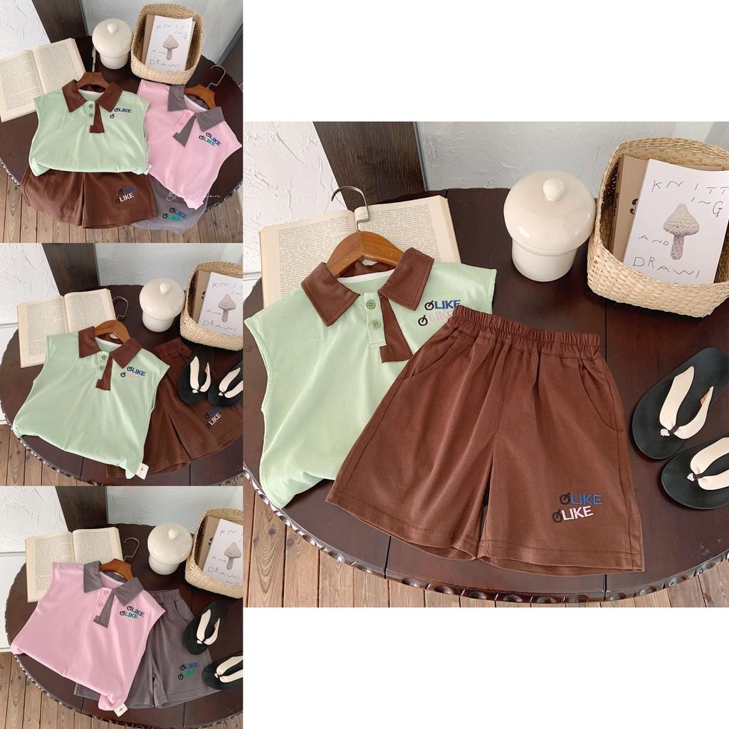 Adorable Children's Summer Outfit Set With Embroidered Sleeveless Polo Shirt And Shorts