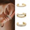 CRMYA Luxury Gold Silver Filled Clip Earring For Women Full CZ Zircon Big Circle Men's Ear Cuff Jewelry Clip On Ear
