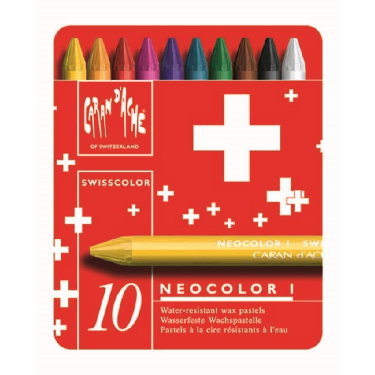 

Caran Swiss Color in a tin d Ache 7000-710 Crayons, 10-color set,