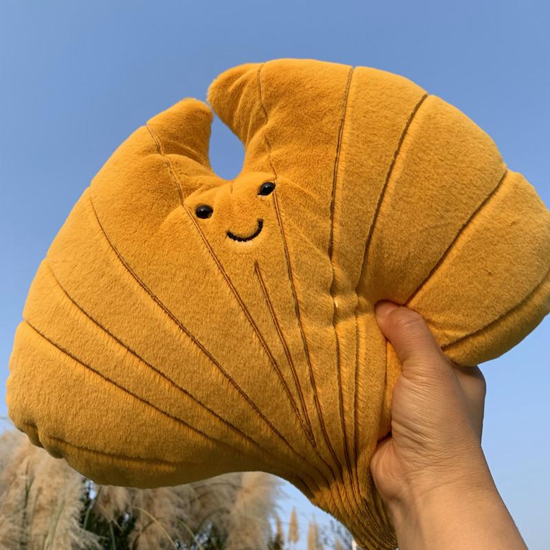 Cuscino Peluche Foglia di Ginkgo Cuscino Realistico Foglia d'Acero Foglia Verde Decorazione Divano Cuscino Imbottito per Auto per Casa Giocattolo per Dormire per Bambine