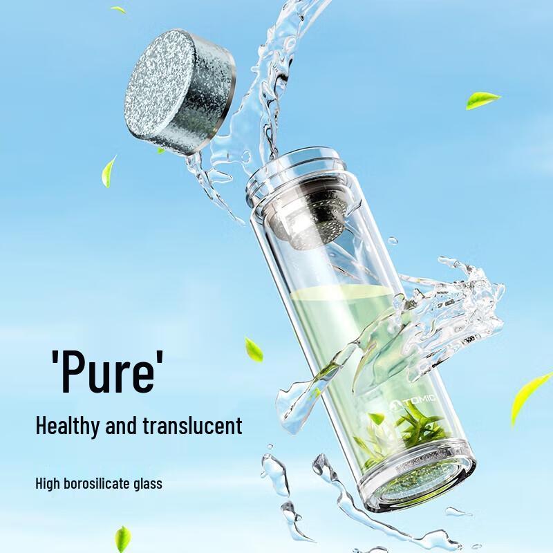 Temake Antibacterial Double-layer Glass Pure Titanium Water Cup