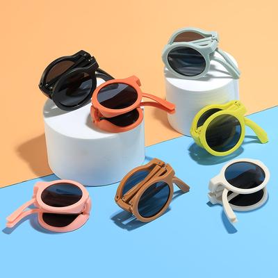Nouvelles lunettes de soleil pliantes pour enfants, lunettes de soleil rondes à la mode, pour garçons et filles, lunettes mignonnes pour bébé, pare-soleil, protection UV
