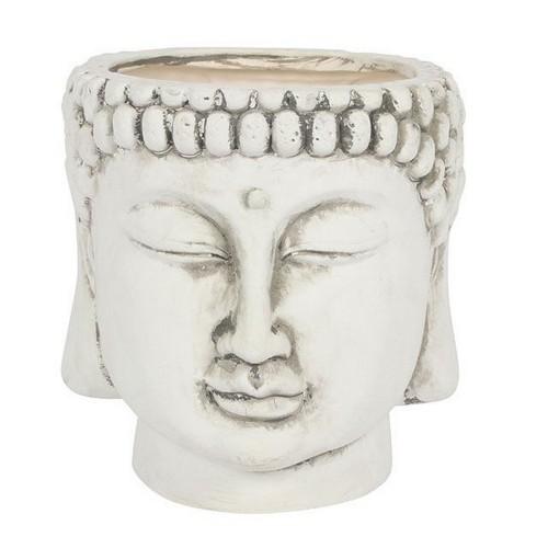 Something Different White Terracotta Buddha Head Planter