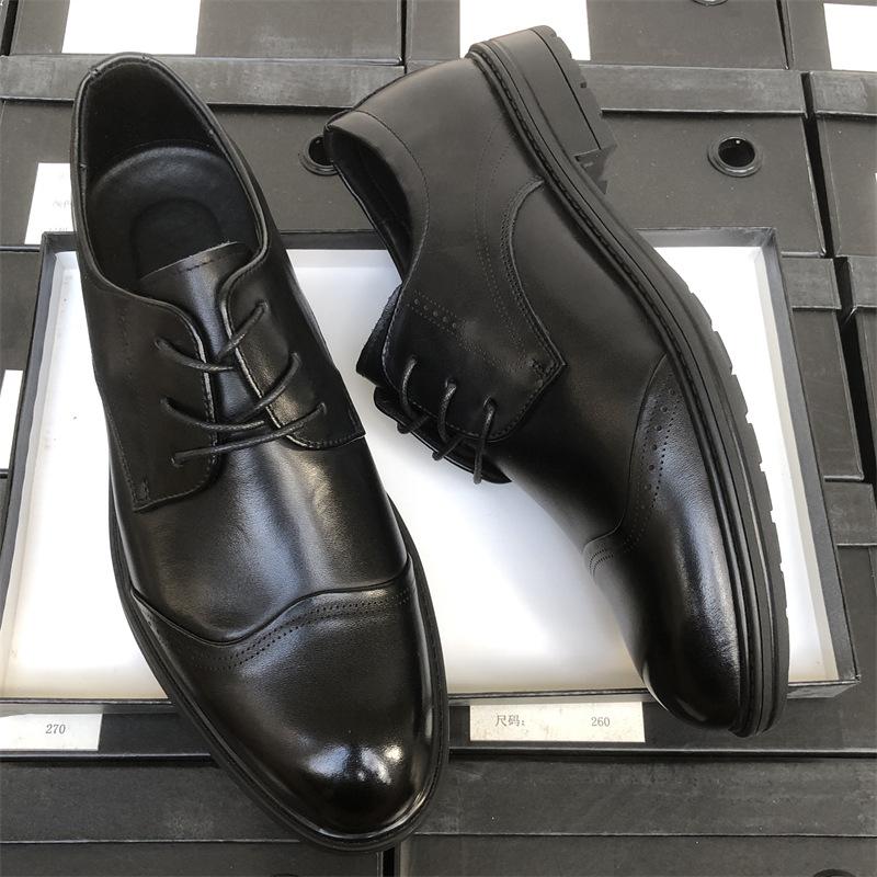 

Мягкая подошва Мягкие кожаные туфли Мужские деловые деловые кожаные дышащие повседневные рабочие туфли Мужские свадебные туфли для жениха Мужские кожаные туфли 40 чёрный