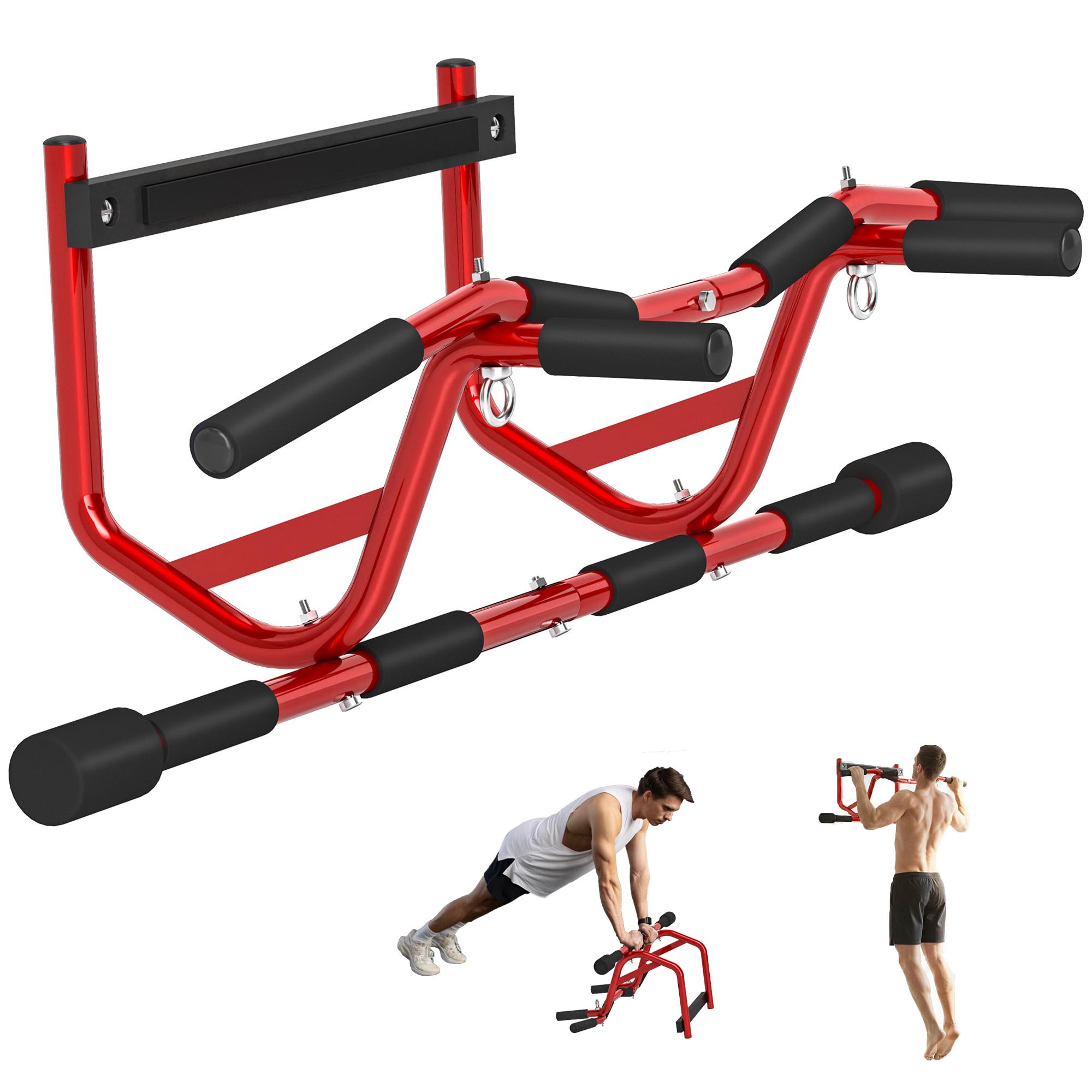 Wand-Klimmzugstange Belastbarkeit 150 kg für Übung und Training im Heim-Fitnessstudio Rot und Schwarz 96 x 45 x 27 cm
