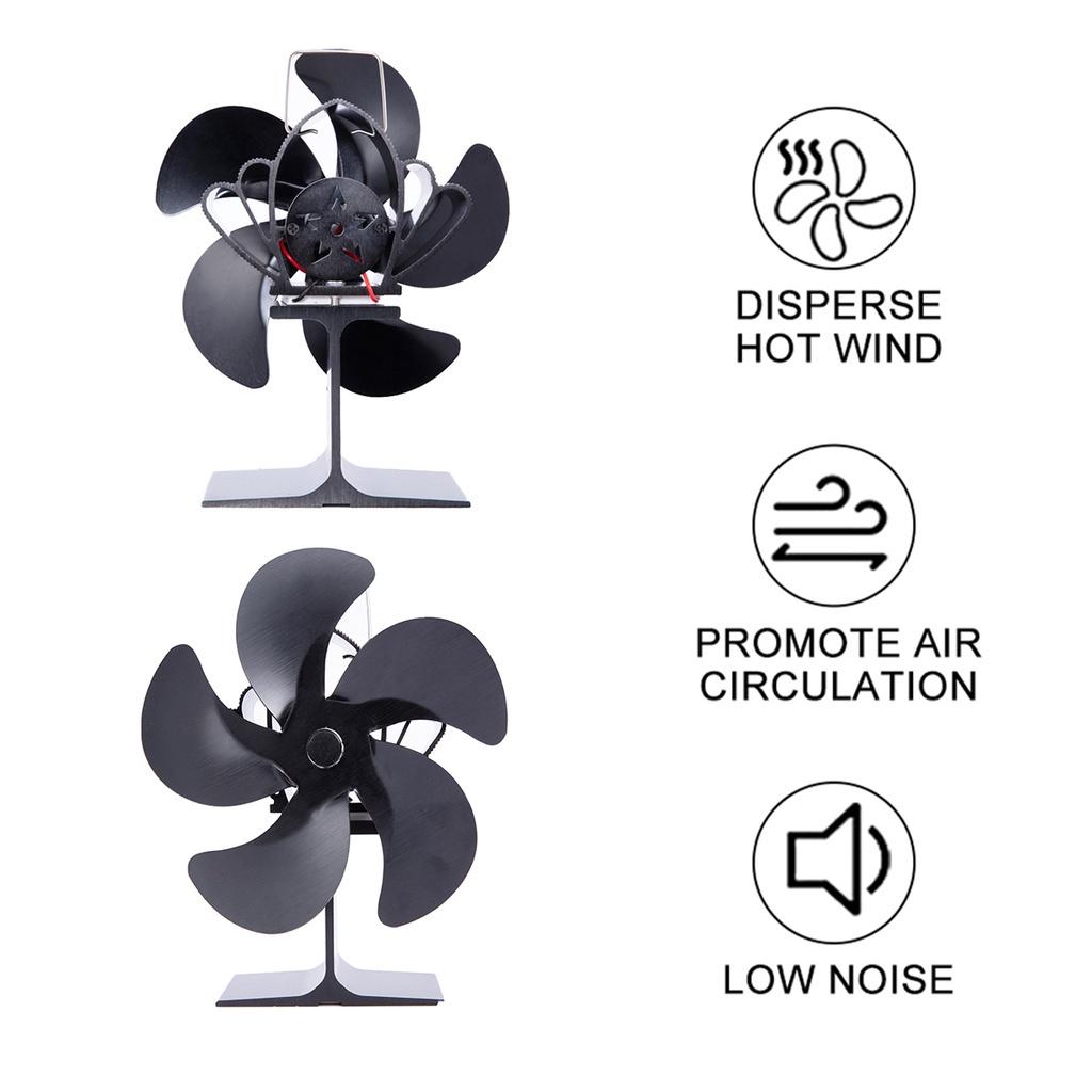 5 Flügel Schwarz Kamin Wärmegetriebener Ofenventilator Holzscheitbrenner Ecofan Leise Heim Kaminventilator Effiziente Wärme