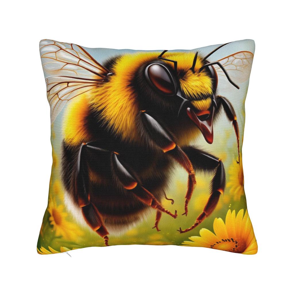 Bee and Flowers Pillow Cover Comfy Cushion Cover Fashion Pillow Case For Sofa Home Decoration