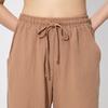 Damen Lockerer Elastischer Bund Einfarbig Weites Bein Schnürung Lässige Hose