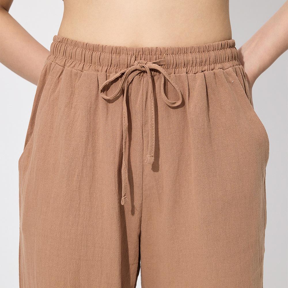 Dámské ležérní kalhoty s volným elastickým pasem, jednobarevné, široké šněrování