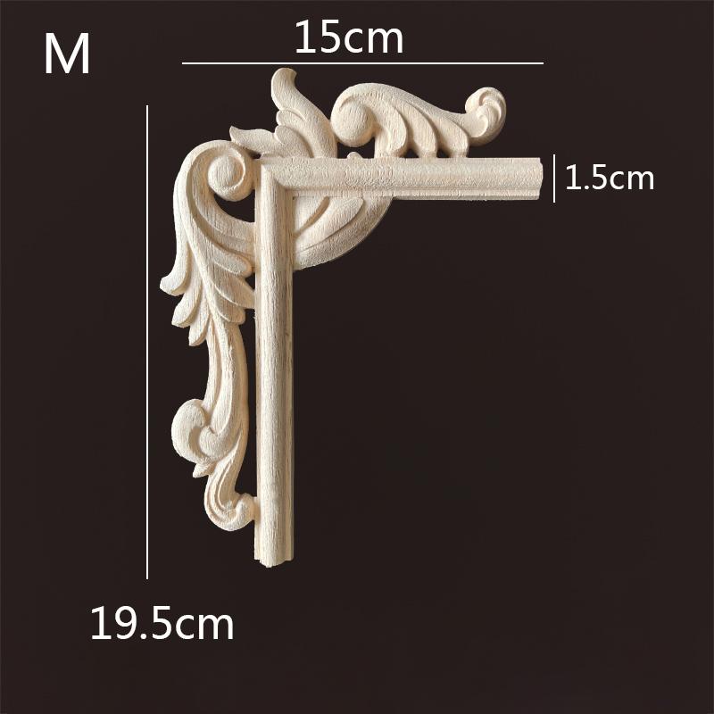 Wood Applique Corner Natural Floral Wood Carved Figurine Craft Home Decoration Accessories Background Wall Decoration Decal