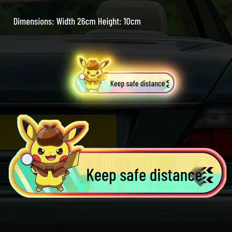 Creative Reflective Car Tail Sticker: High Beam Off Warning, Scratch Cover, Cartoon Design