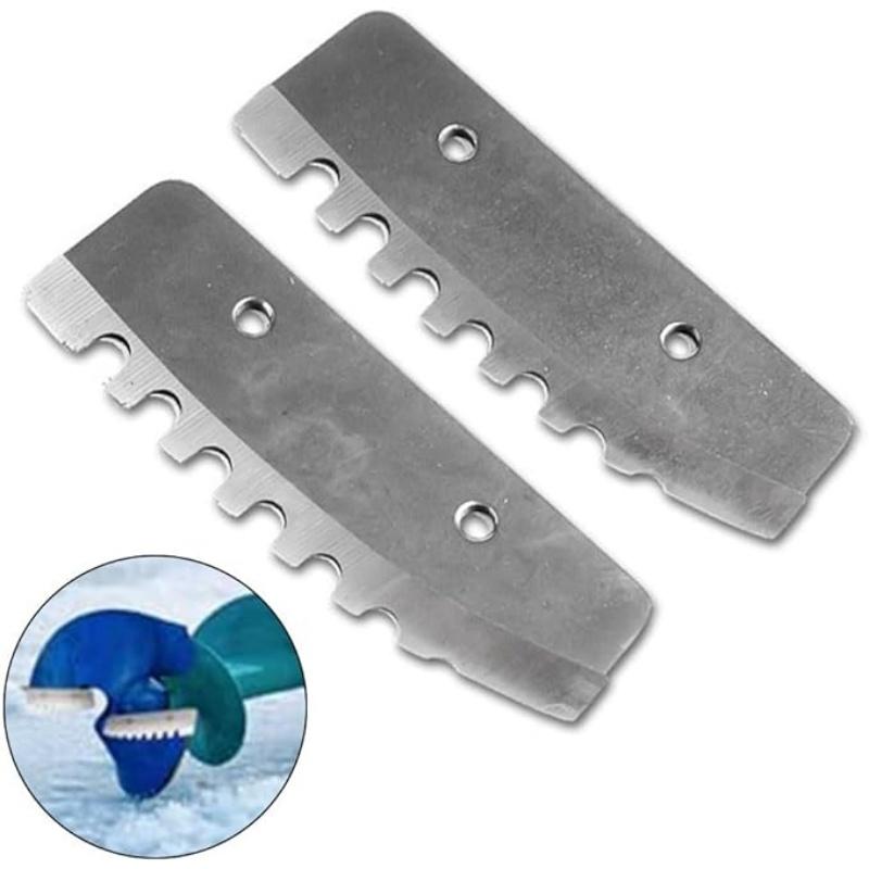 2pcs Ice Auger Blades, 8 inches Replacement Auger Blades, Stainless Steel Ice Auger Blades with pointed and serrated edge