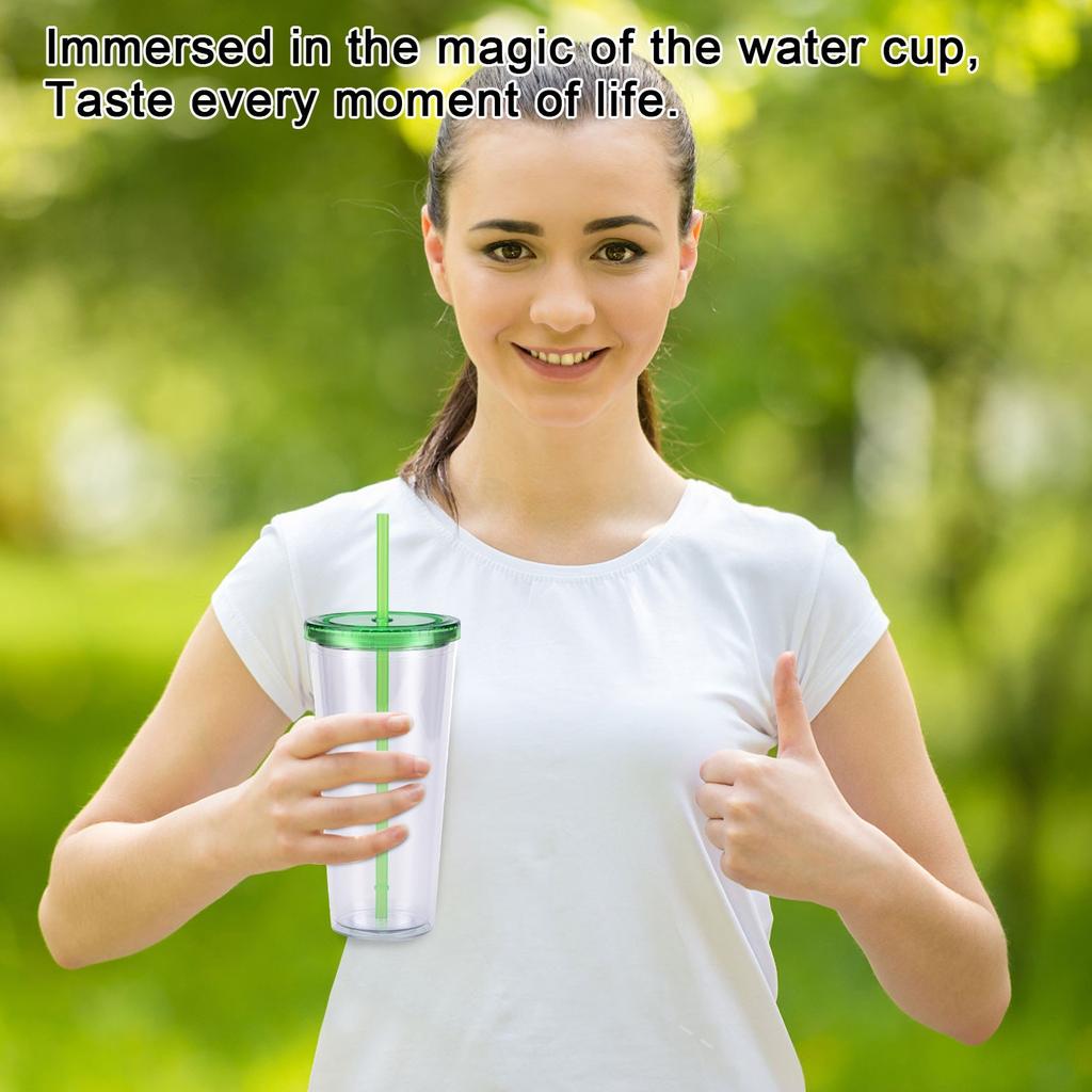 24oz Plastikstrohhalmbecher Kreativer transparenter Kaltgetränkebecher mit Deckel