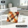 1pc Tissue Box, Vintage Style Diagonal Plaid Warm Rustic Pattern, 2D Flat Printing, Blocks Dust, Built To Last, Napkin Dispenser, for Dormitory, 2D Fl